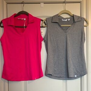 Lady Hagen Golf Women's Sleeveless V-Neck Top Bundle- Pink and Gray NWOT